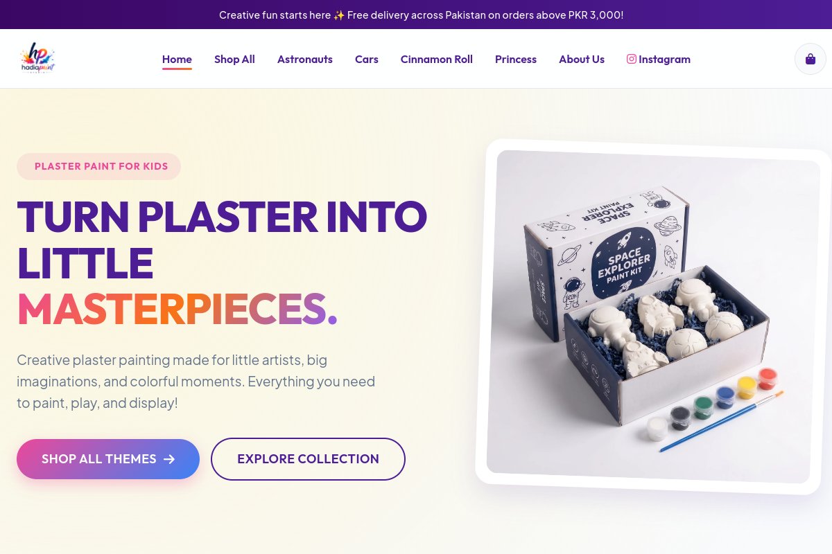 hadiapaintstudio.com website homepage preview