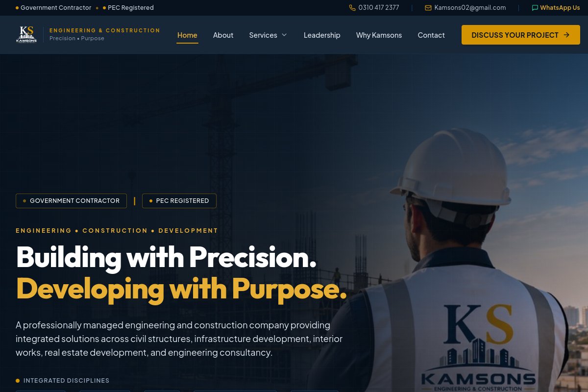 kamsons2.com website homepage preview