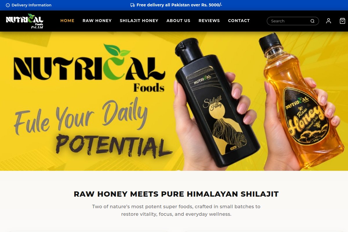 nutricalfoods.com website homepage preview