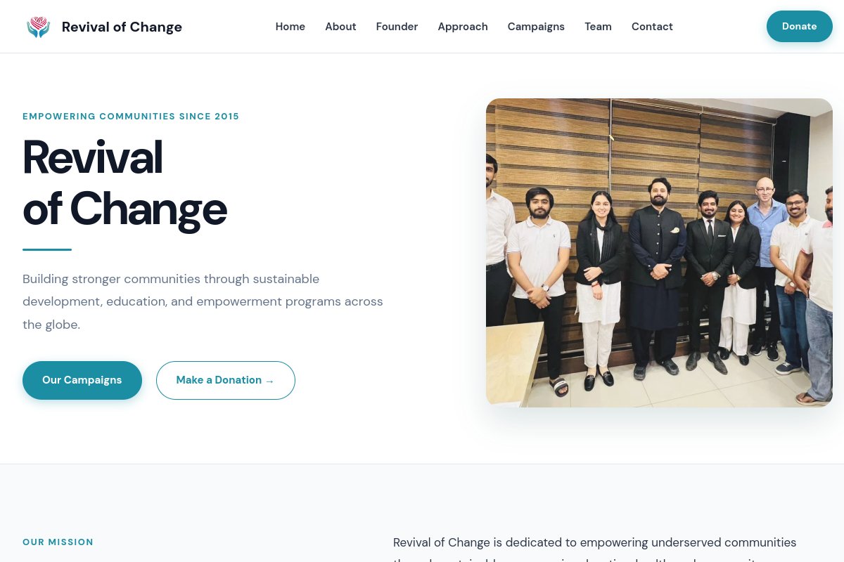 reviverevivalofchange.com website homepage preview